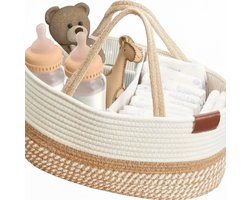 Dutchers.® Luier Organizer - Baby Organizer - Netjes & Overzichtelijk - Praktisch & Compact - Baby Opbergmand - Ideaal voor in de Babykamer & Woonkamer - Alles Bij de Hand - Kraamcadeau - Cadeau voor Babyshower - Commode Mandje - 38 x 25 x 17cm