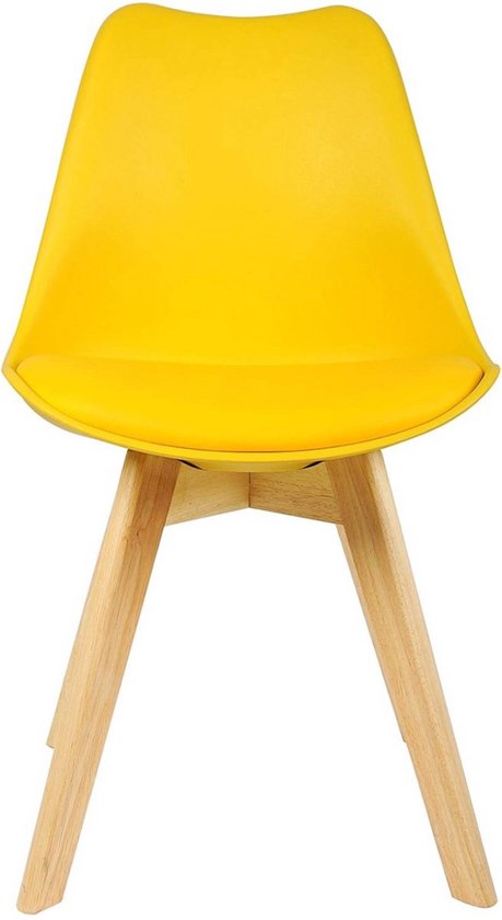 Chaise baquet en bois - design ergonomique - contemporaine et robuste - bois de hêtre - jaune - 48x42x82 cm