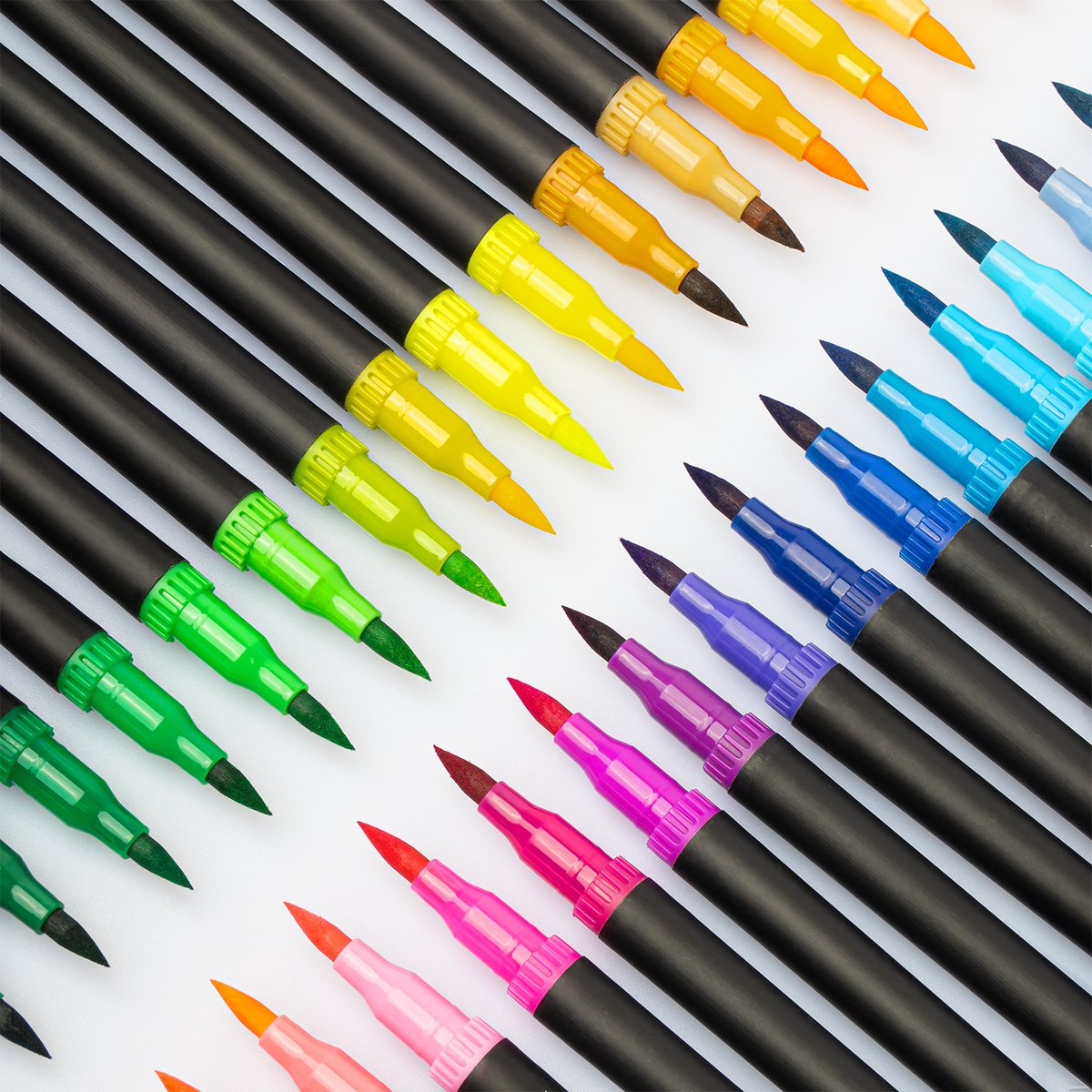 Brushpennen Dual Tip Twinmarkers Fineliners en Penseelstiften - Perfect voor Bullet Journaling, Handlettering en Aquarelkunst - 72-delige Set — afbeelding 4