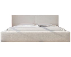 Bed 06 - Gestoffeerd tweepersoonsbed met bouclé overtrek - 180x200 cm - Elegant en comfortabel - Wit (Anthology 1)