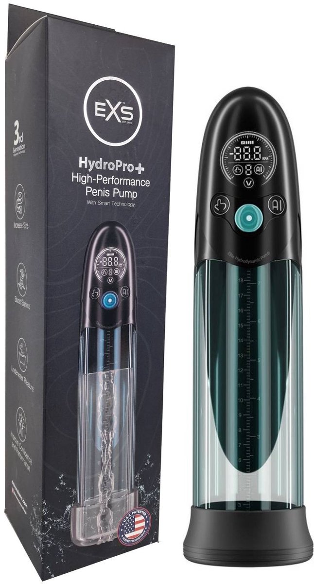 EXS Hydro Pro+ High Performance automatische Penis Pomp - Penis vergroter XXL & Masturbator, met Siliconen ring & Magic Sleeve