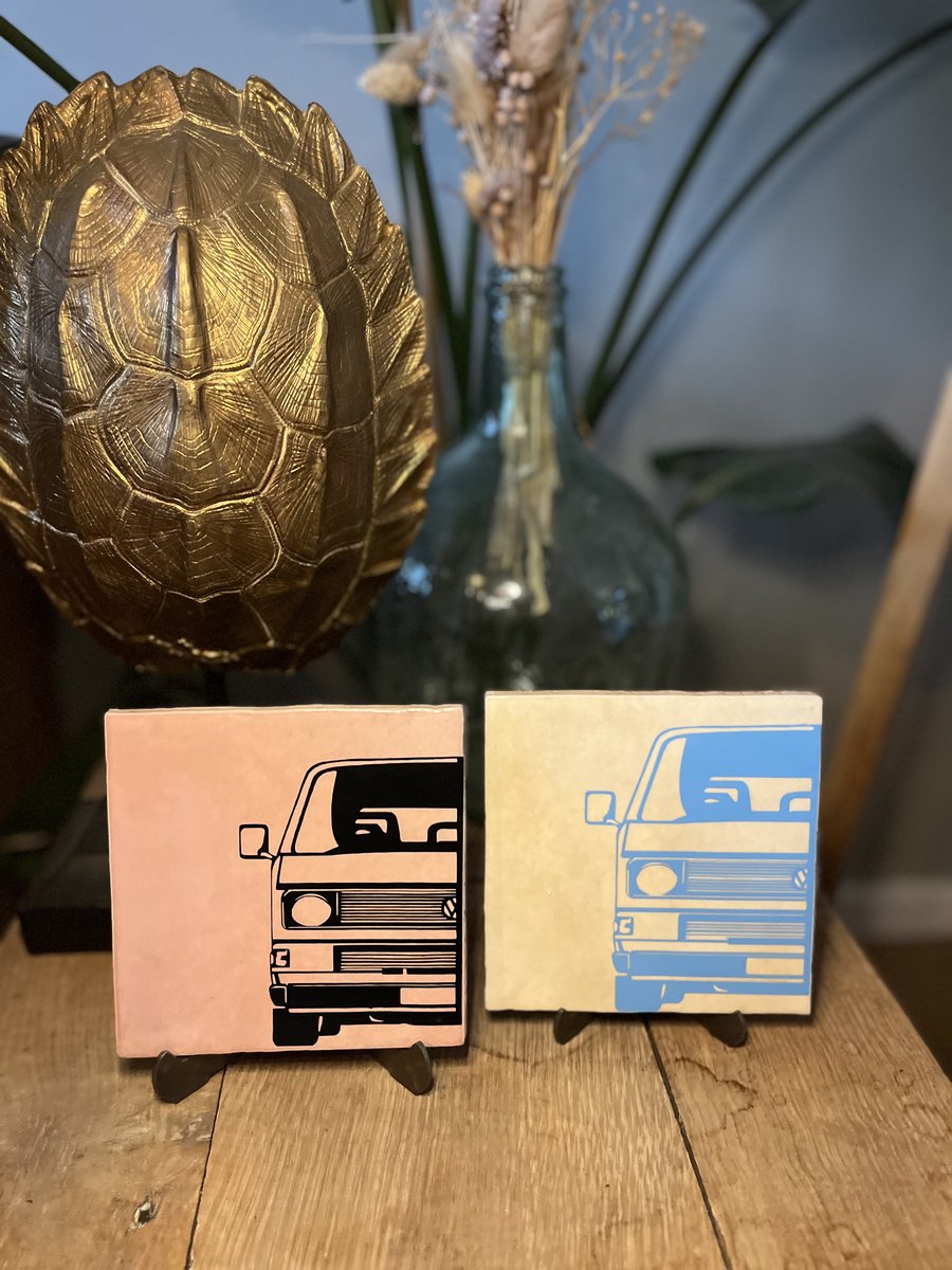 Decoratie tegel met Volkswagen T3