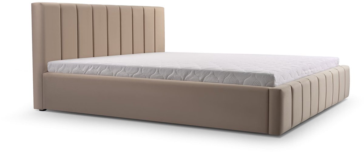 Bed 01 - Gestoffeerd bed met Fluweel Beklede Tweepersoonsbed - 140x200 cm - Elegant en Comfortabel - Lichtgrijs (TRINITY 5)