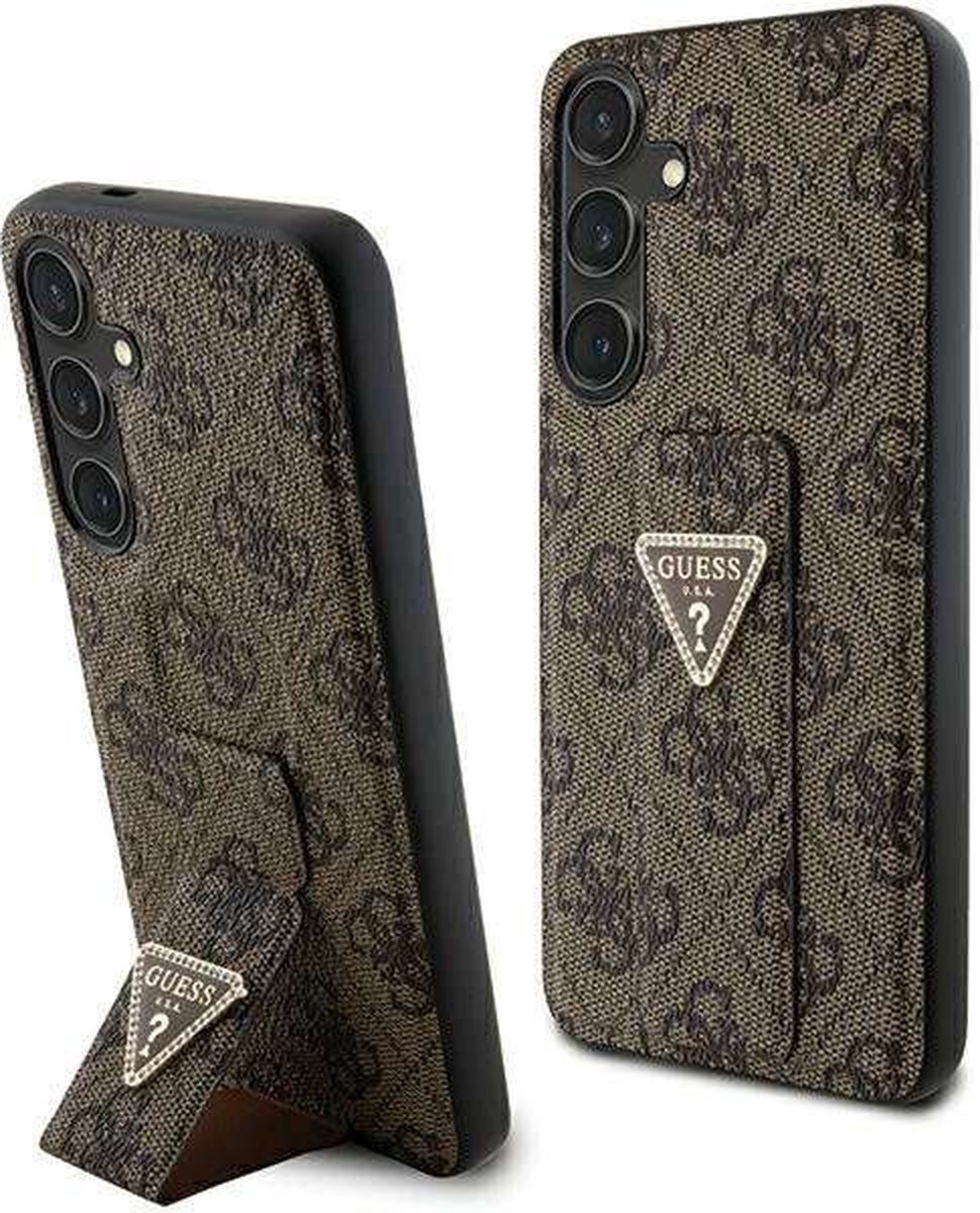 Guess - Grip - Stand 4G Triangle Strass hoesje voor Samsung Galaxy S24 - bruin