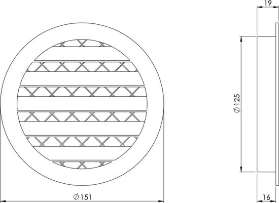 Grille aluminium Europlast Ø125 beige - MRA125Y - RAL1015