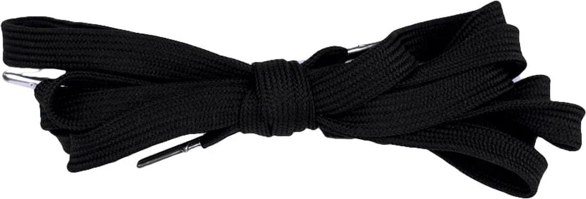 Feterz platte sneakerveters | metalen nestel | zwart | 100cm | 2 paar