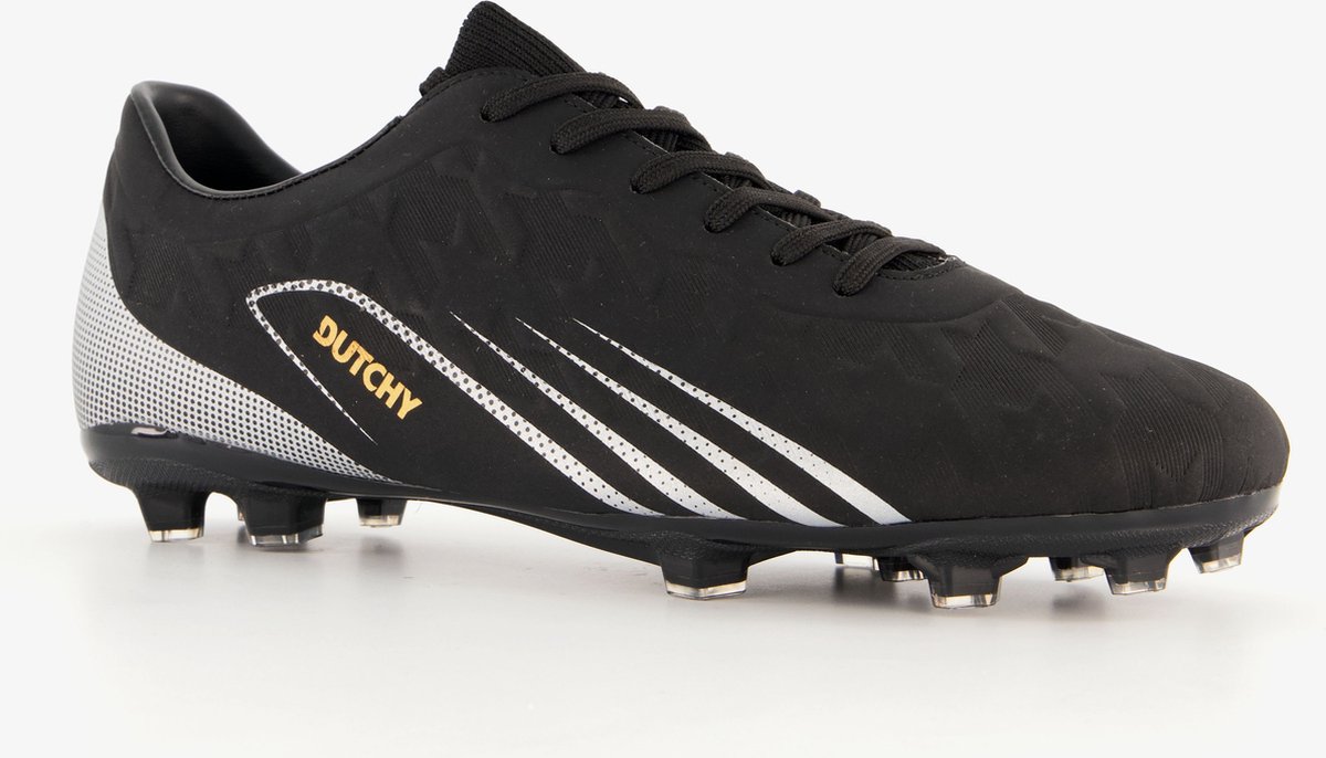 Zwarte Dutchy FG voetbalschoenen voor heren, maat 44, met uitneembare zool en stevige rubberen gripzolen.