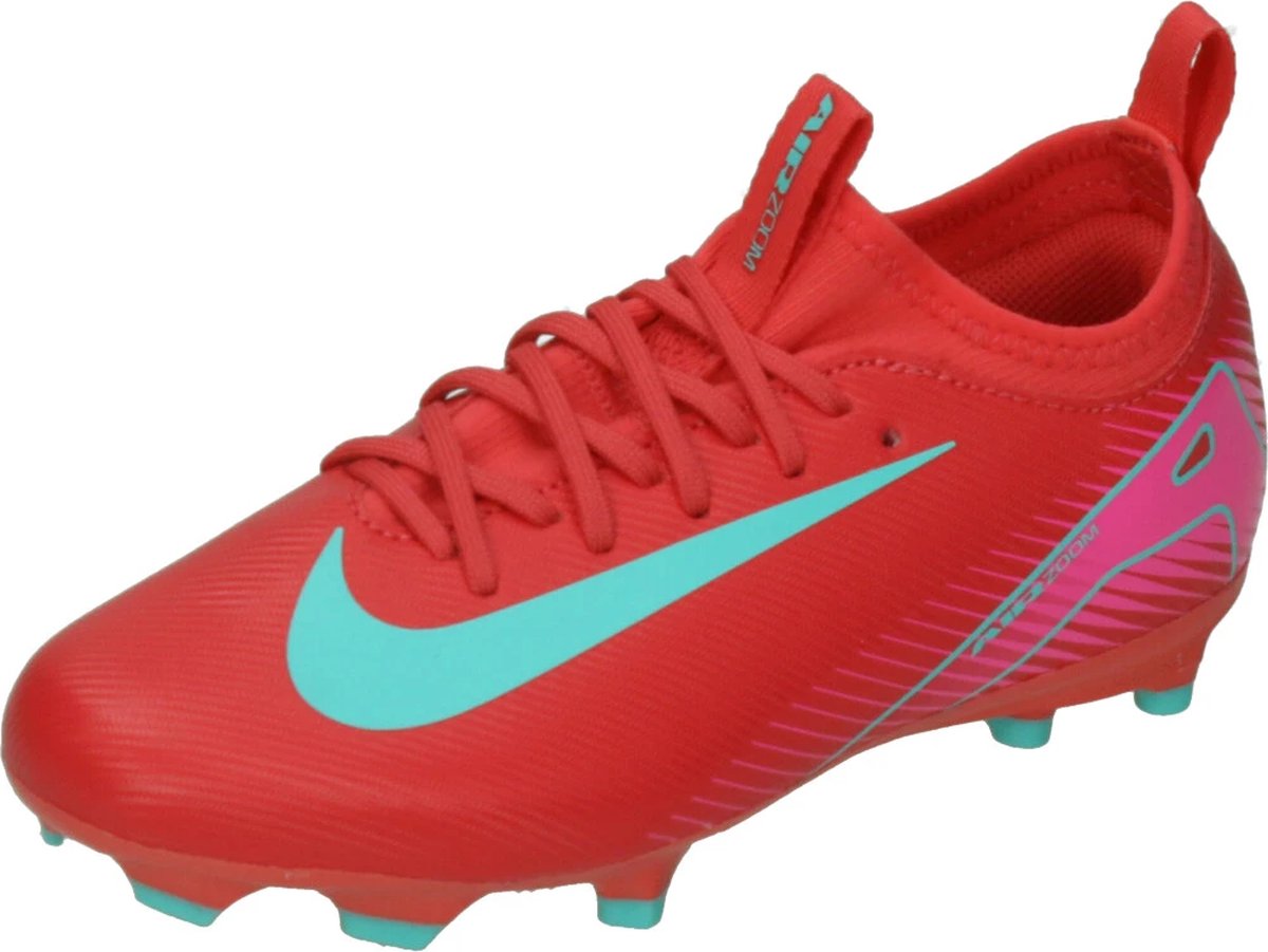 Nike Voetbalschoen Zoom Vapor 16 Academy in felrood met turquoise details, synthetisch materiaal, maat 33, MG-noppen.