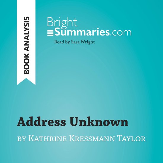 Address Unknown by Kathrine Kressmann Taylor (Book Analysis) - cover