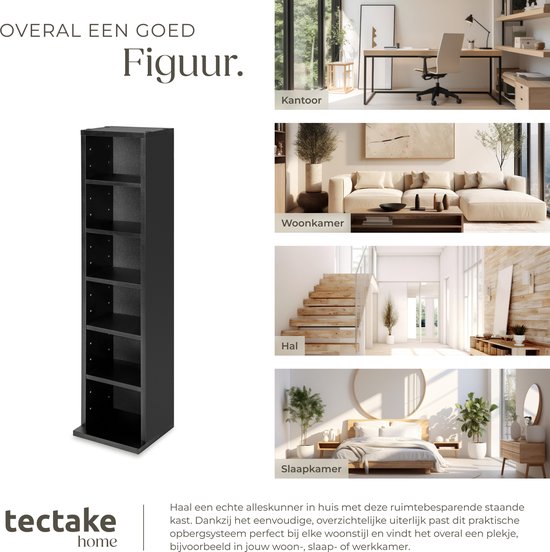 Porte-CD Porte-DVD modèle debout noir 90x21x16 cm 401701