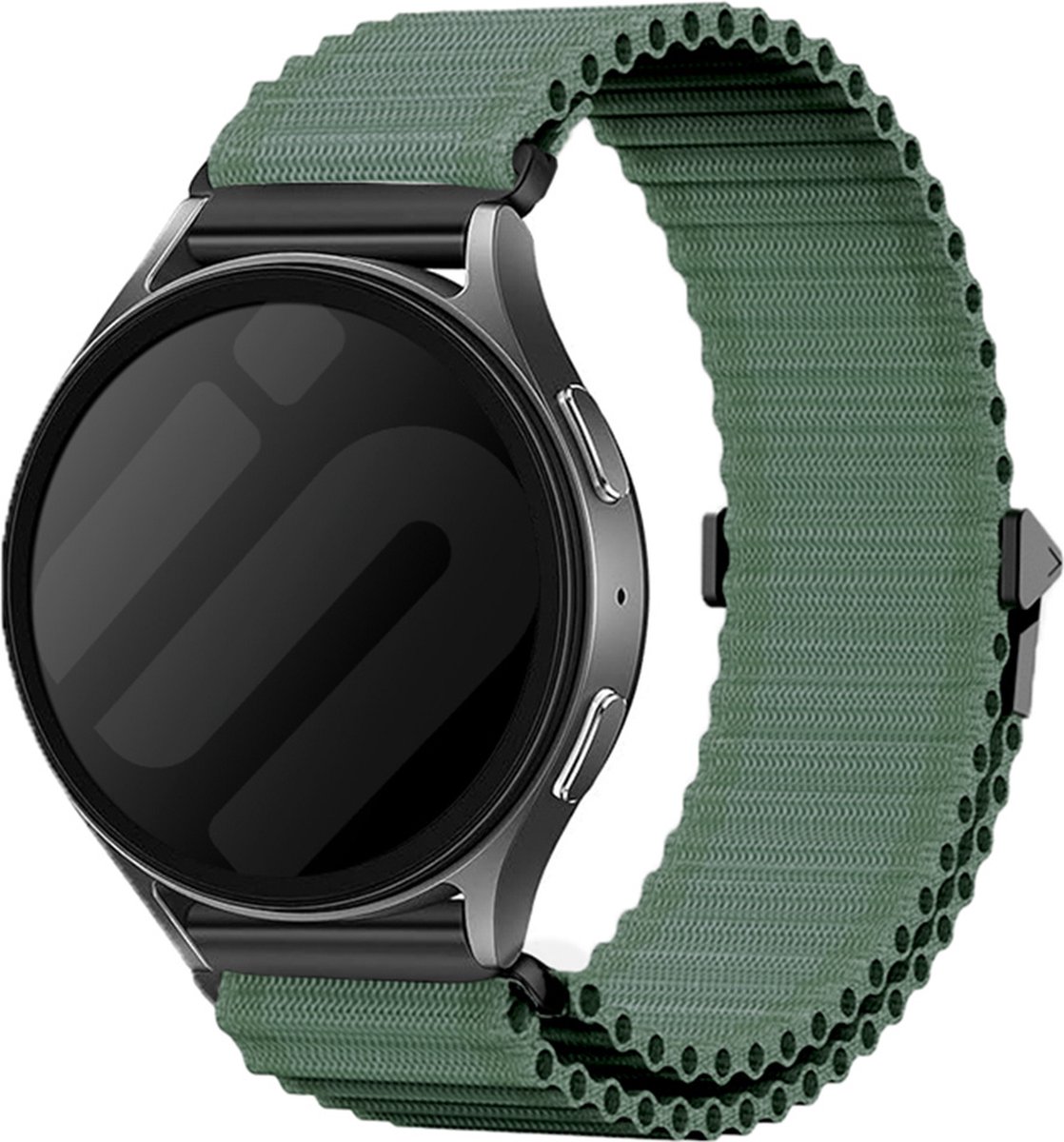 Strap-it 22mm outdoor nylon bandje geschikt voor Samsung Galaxy Watch 3 45mm / Galaxy Watch 46mm / Gear S3 Classic & Frontier - Polar Vantage M / M2 / V3 / Grit X - Garmin Vivoactive 4 (donkergroen)
