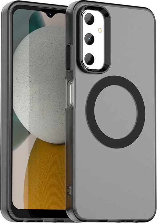 Étui adaptée pour Samsung Galaxy A05s - Coque arrière Phonesta HardFrost Semi-Transparent - Compatible avec MagSafe - Noir mat