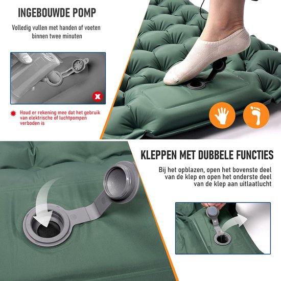 TAN.TOMI Zelfopblazende Slaapmat - Comfortabele & Stevige Tweepersoons Slaapmat - Optimale Stabiliteit & Gewichtsverdeling - Lichtgewicht & Compact voor Kamperen & Outdoor van TAN.TOMI — afbeelding 4