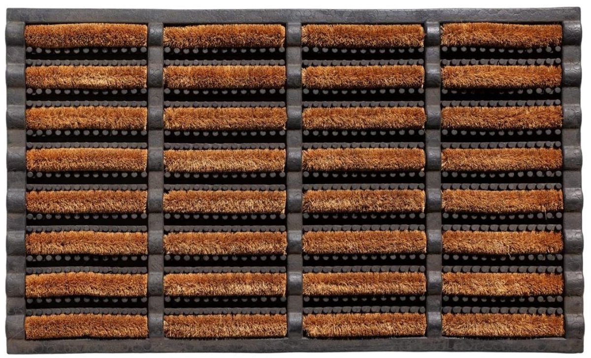 Zylo® Borstelmat voor Buiten - Voetenveger met Borstels - Deurmat - Antislip - Afwasbare Vuilvangmat met Waterafvoeropeningen - 45x75x5cm - Bruin