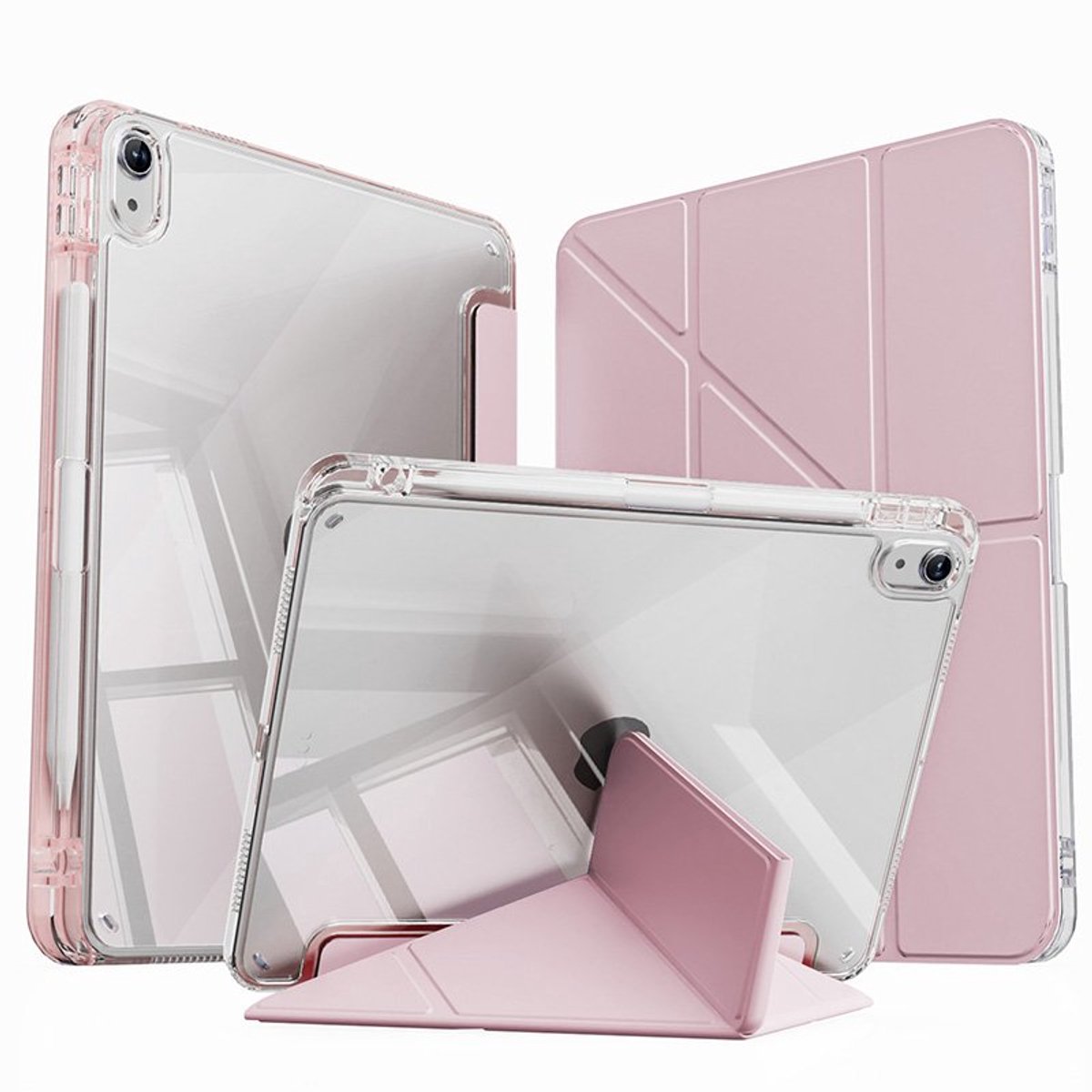 Mobiq - Origami Hoes geschikt voor iPad 2025 (11 inch) - roze