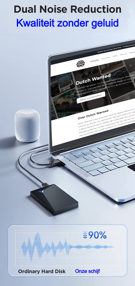 Dutch Wanted Space - Externe Harde Schijf - Harde schijf - Snelle writing speed - 1TB aan Solide State Opslag - Plug and play - Portable storage - Opslag extern pc of laptop - USB 3.2 - Harde schijf expansion van Merkloos — afbeelding 3