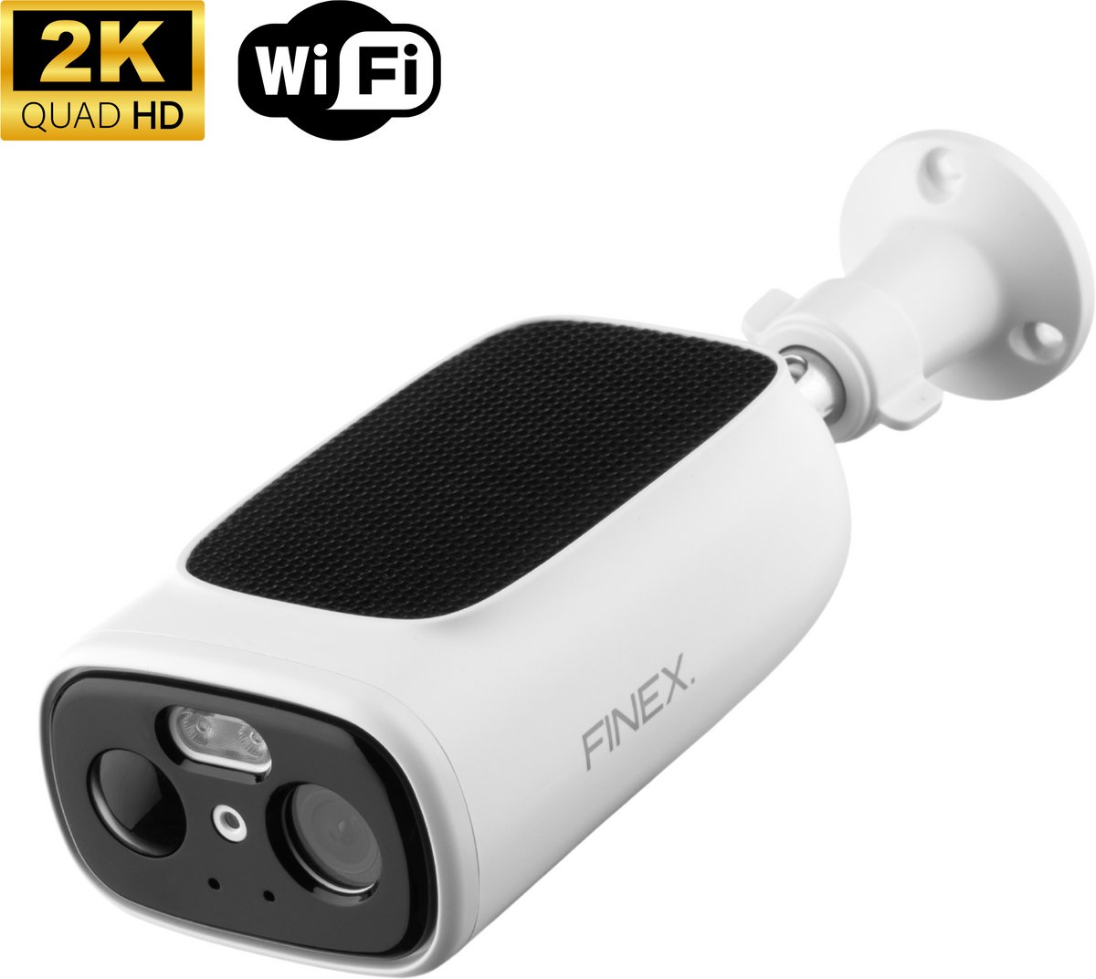 Finex Draadloze Beveiligingscamera - Solar Camera - Buiten camera met zonnepaneel - Bewakingscamera voor buiten - Beveiligingscamera buiten - 2K Ultra HD - Met wifi en app