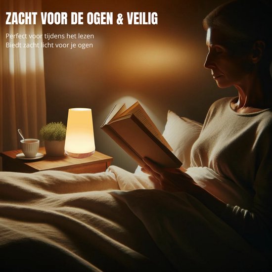 2 stuks - Nachtlampje Volwassenen - Tafellamp slaapkamer - USB oplaadbaar Nachtlampje Kinderen - Leeslamp - Wake-up Light - Sfeerlamp - LED verlichting - Bedlamp voor Baby, Kinderen & Volwassenen - Leeslampje Volwassenen