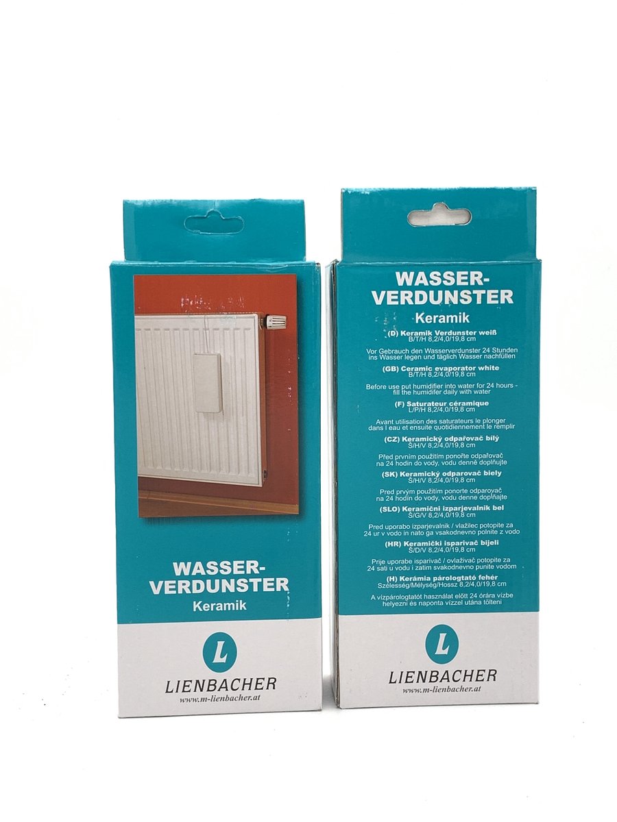 Waterverdamper radiator - 2x - wit glad - 8x20cm - luchtbevochtiger radiator - verdampings