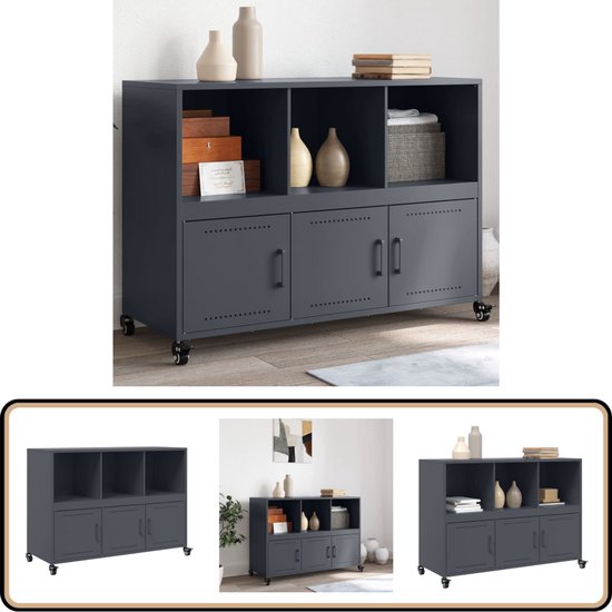 vidaXL - Buffet - 100,5x39x72 - cm - laminé à froid - acier - anthracite