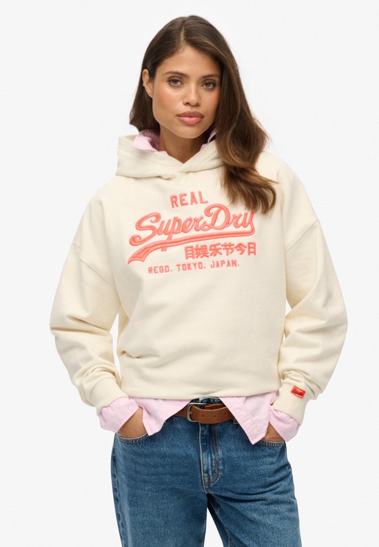 Superdry - Sweat à capuche décontracté fluo avec logo Vintage - Femme - Sweats à capuche