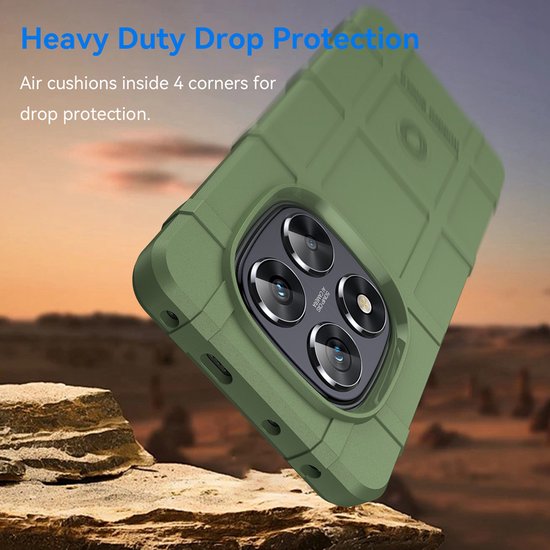 Coque Xiaomi Redmi Note 14 Pro 5G - Mobydefend Rugged Shield TPU Backcover - Vert - Coque pour téléphone portable - Coque compatible avec : Xiaomi Redmi Note 14 Pro 5G