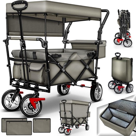 Foto: Bolderkar kinderenvervoer bolderkar opvouwbaar bolderwagen transportkar kinderenvervoer bolderkarren tuinkar kinderwagen met duwstang strandkar 
