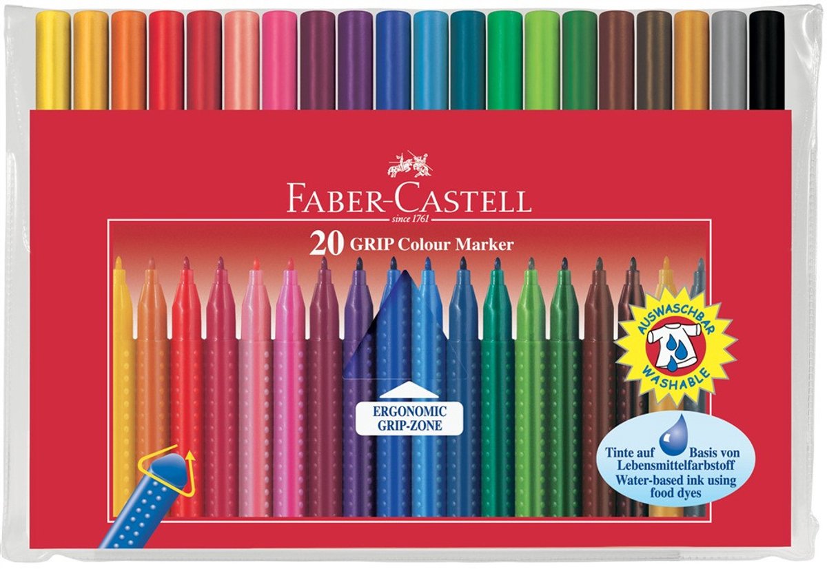 Faber-Castell viltstiften - Grip Colour - etui 20 stuks - FC-155320 — cadeau in Spellen & Speelgoed - foto 6