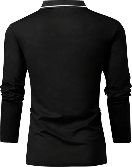 Polo Livano Homme - T-Shirt Homme - Chemise - Chemise - Polo Manches Longues - Zwart - L