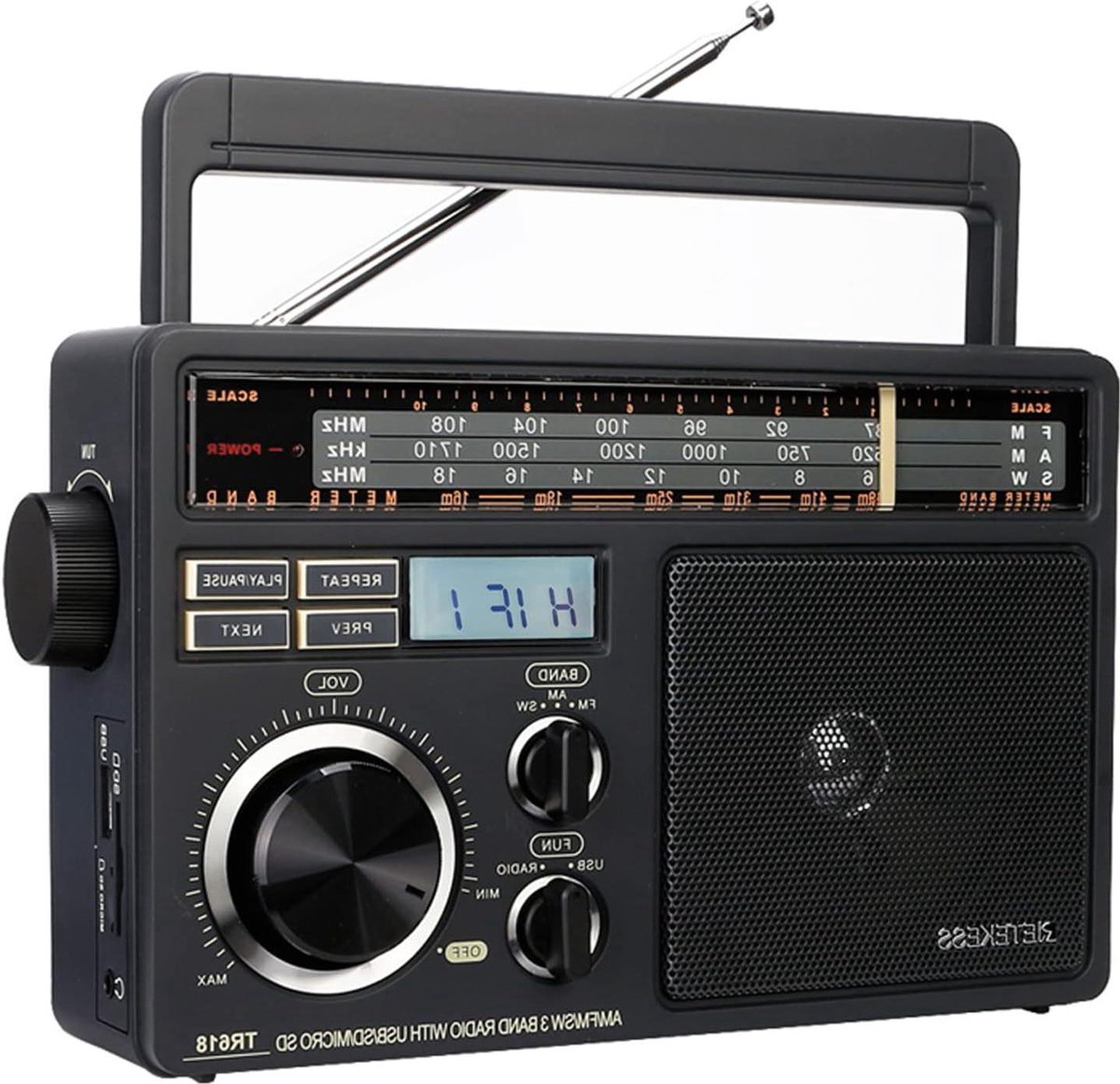 Draagbare Radio - FM AM SW - Ondersteuning voor USB en SD-kaart - 1 stuk - Donkergrijs