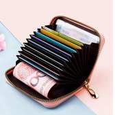 Knaak Porte-cartes avec fermeture éclair - Convient pour 12 cartes - Porte-cartes de crédit - Portefeuille - Rose