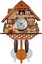 TIMEGEAR Koekoeksklok met nachtmodus, zingende vogel, houten decoraties en schommelende slinger (bruin