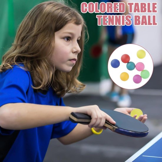 Balles de tennis de table colorées - Paquet de 50 - Balles de ping-pong réutilisables - 40 mm - Multifonctionnelles - Machine de lancer - Formation professionnelle - Heureusement incluses.