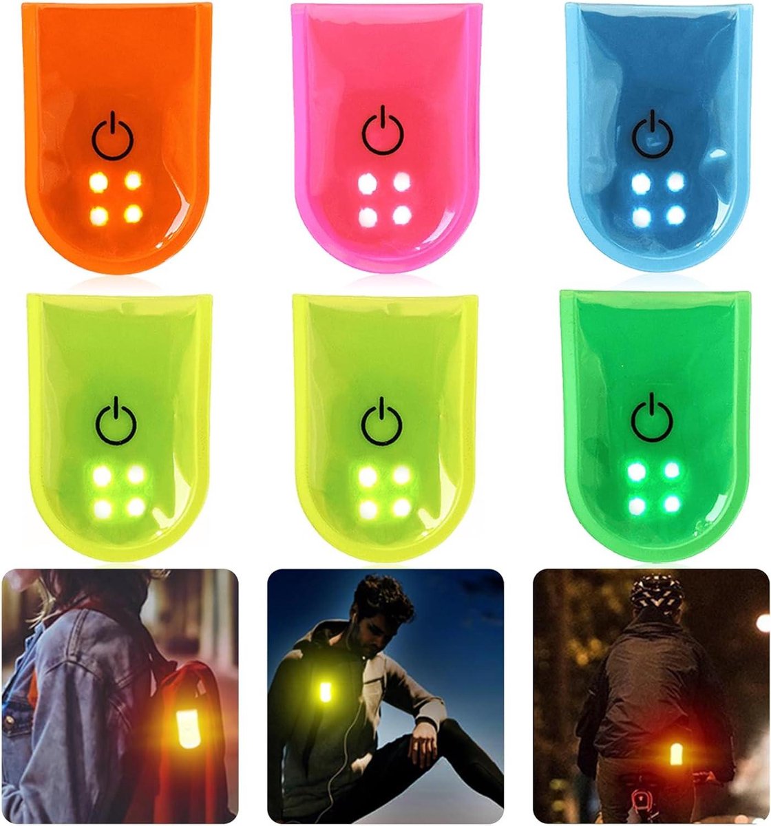 Led-knipperlicht voor kinderen - Set van 6 stuks - Met 2 modi - Inclusief 4 led-reflectoren - Veiligheidslicht voor extra zichtbaarheid - Geschikt voor schooltas, rugzak en sporttas .