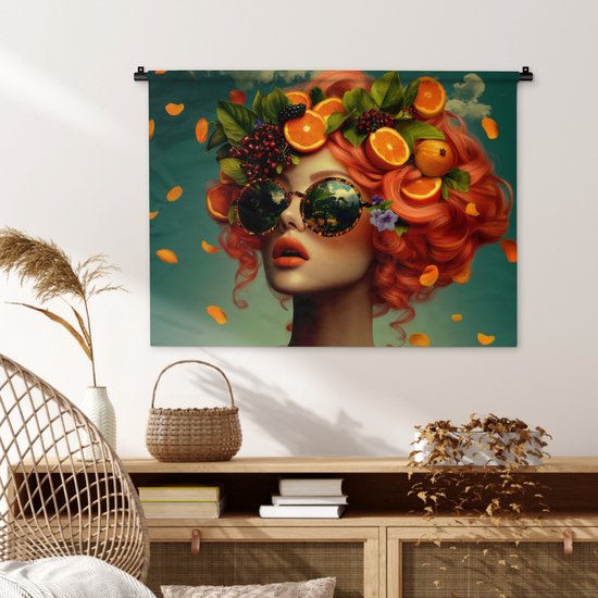 Tapisserie murale 90x67,5 cm - Femme - Orange - Baies - Oranje - Tapisserie murale - Tapisseries