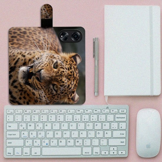 Coque OPPO A98 5G Cuir PU Premium Housse Portefeuille Coque pour Léopard