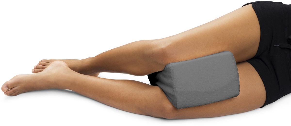Bodyprotect kniekussen voor zijslapers, orthopedisch beenkussen, traagschuim, voor knie- en rugontlasting, wasbare hoes, Öktex, 20 x 25 cm, grijs