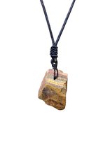 Pendentif en œil de tigre brut avec chaîne