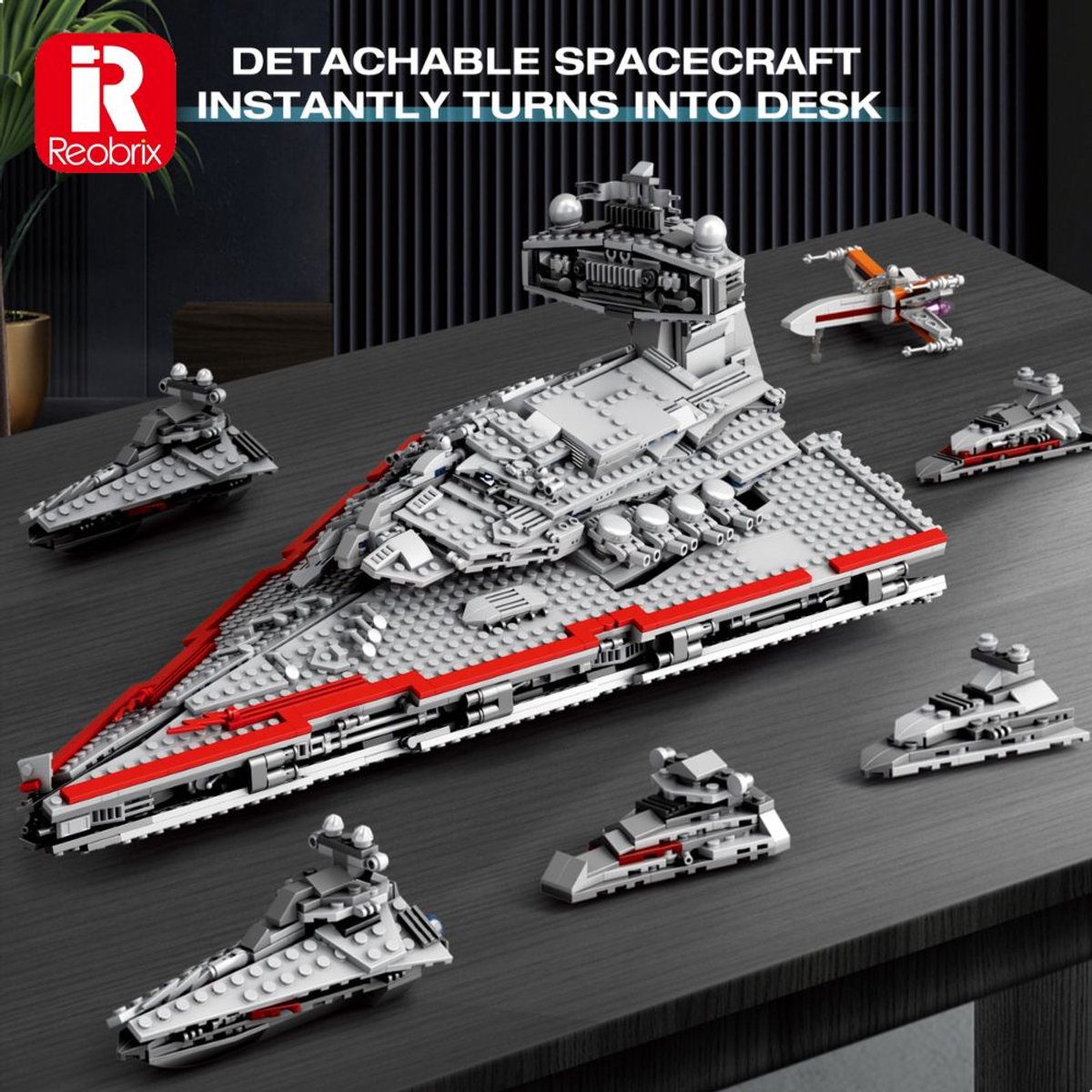 Reobrix 99007 Millennium Star Wall art bouwset | Space wars constructie modelbouw | Educatief ruimte militair & leger speelgoed bouwpakketten voor kinderen & volwassenen | DIY Wanddecoratie schilderij geschikt voor Lego | Bouwdoos met 5964 bouwstenen — afbeelding 3