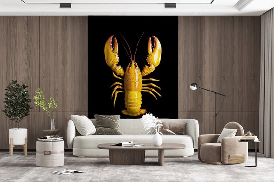 Behang - Fotobehang Kreeft - Geel - Stippen - Effen - Breedte 195 cm x hoogte 300 cm