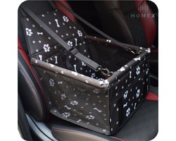 HomeX - Luxe Autostoel Hond – Opvouwbare Hondenmand Auto – Met Veiligheidsriem – Comfortabele Reisbench – Automand Hond – Hondenstoel Auto - Kleur Zwart