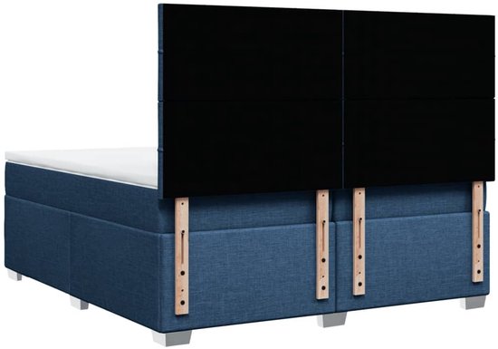 vidaXL Boxspring met matras stof blauw 200x200 cm