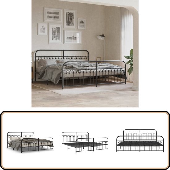 Zinus Soren Platformbedframe met hoofdeinde en voeteneinde, 100 x 200 cm, hoogte 31 cm, zwart