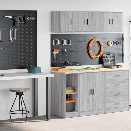 vidaXL Garagekast 60x51x85 cm massief grenenhout grijs sonoma, kast