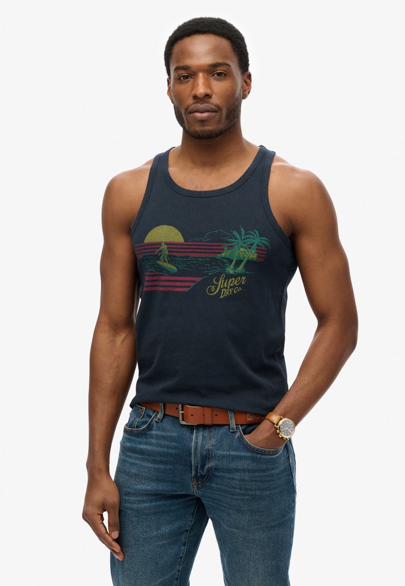 Superdry T-shirt Outdoor Stripe Vest M6010895a Eclipse Mannen Blauw
