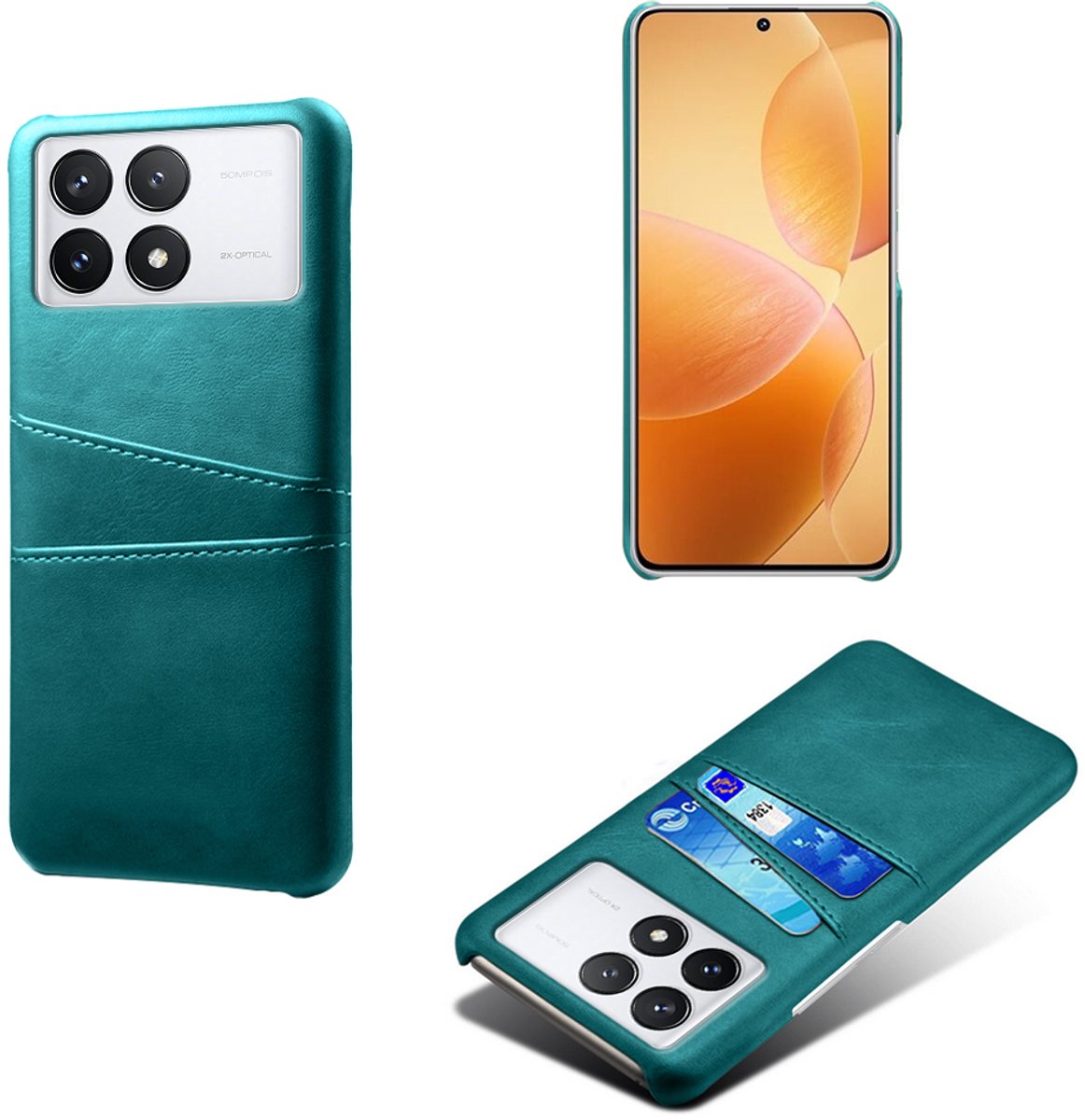 Backcover met Opbergvakjes + PMMA Screenprotector voor Xiaomi Poco X6 Pro _ Groen