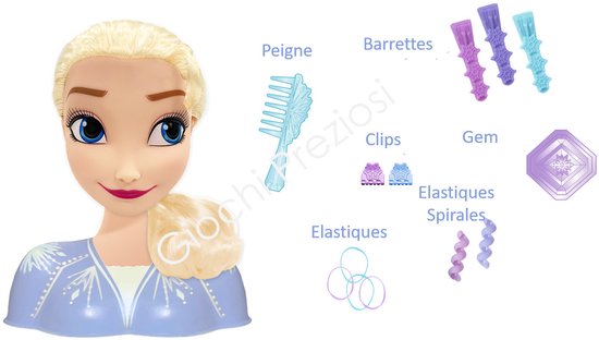 Tête à Coiffer Anna – La Reine Des Neiges 2 Deluxe – Twist Olaf, 18 Accessoires De Coiffure, Jouet Créatif Pour Enfants Dès 3 Ans, GIOCHI PREZIOSI