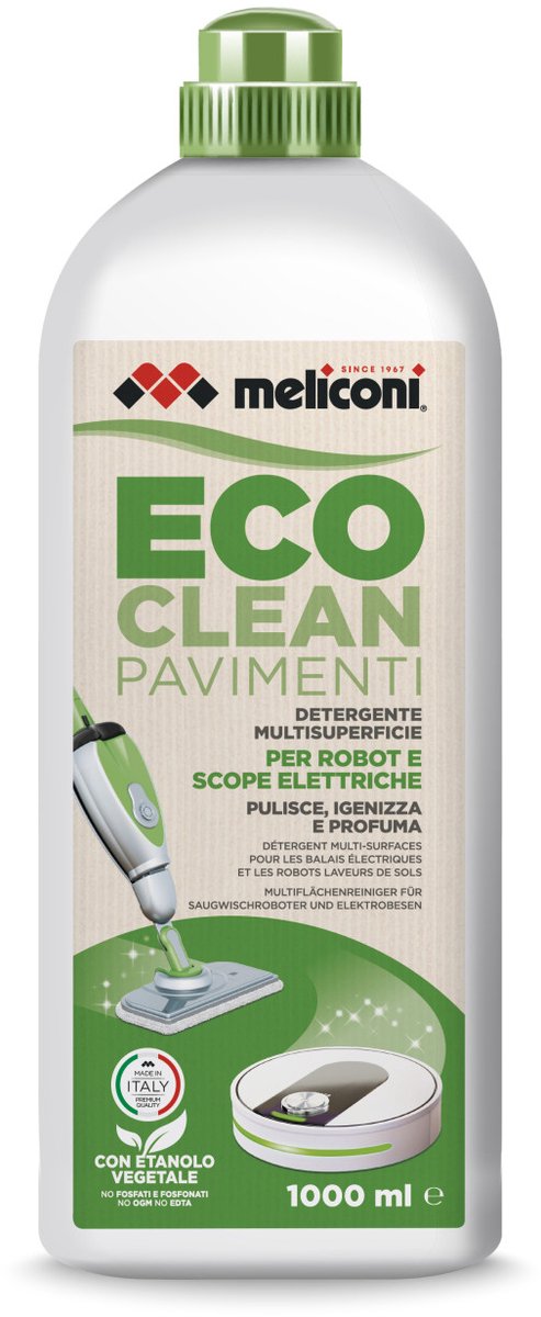 Meliconi ECO CLEAN vloerreinigingsmiddel voor dweilrobot - 1000ml - Geschikt voor Roborock en iRobot Braava Jet m6 - Schoonmaakmiddel - Vloerreiniger vloeistof - Reinigingsmiddel — afbeelding 6