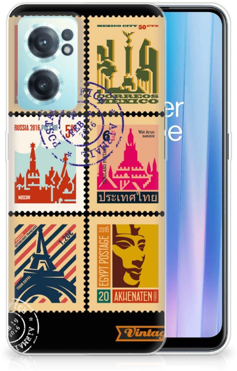 Back Cover voor OnePlus Nord CE 2 5G Siliconen Back Cover Postzegels