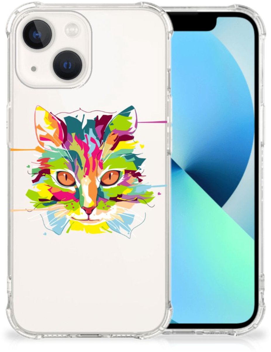 iPhone 13 Stevig Bumper Hoesje Cat Color